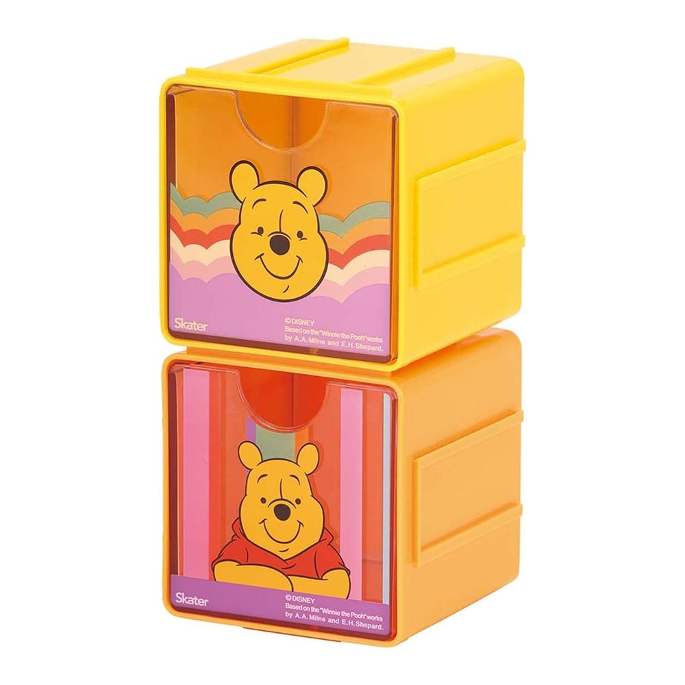 SKATER 迪士尼 Retro series系列 可堆疊小物收納盒 (2入) 迷你抽屜 小熊維尼 AT61193
