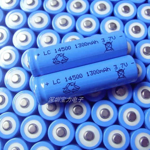 全新一般14500 3號 1300mAh 標示 3.7V 小手電筒等 專用 充電鋰電池 (無帶保護板,注意不過充過放電)