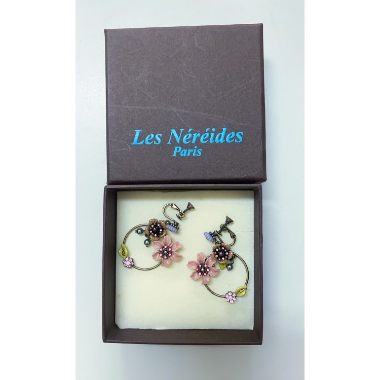 巴黎 Les Nereides 精品花卉 夾式耳環