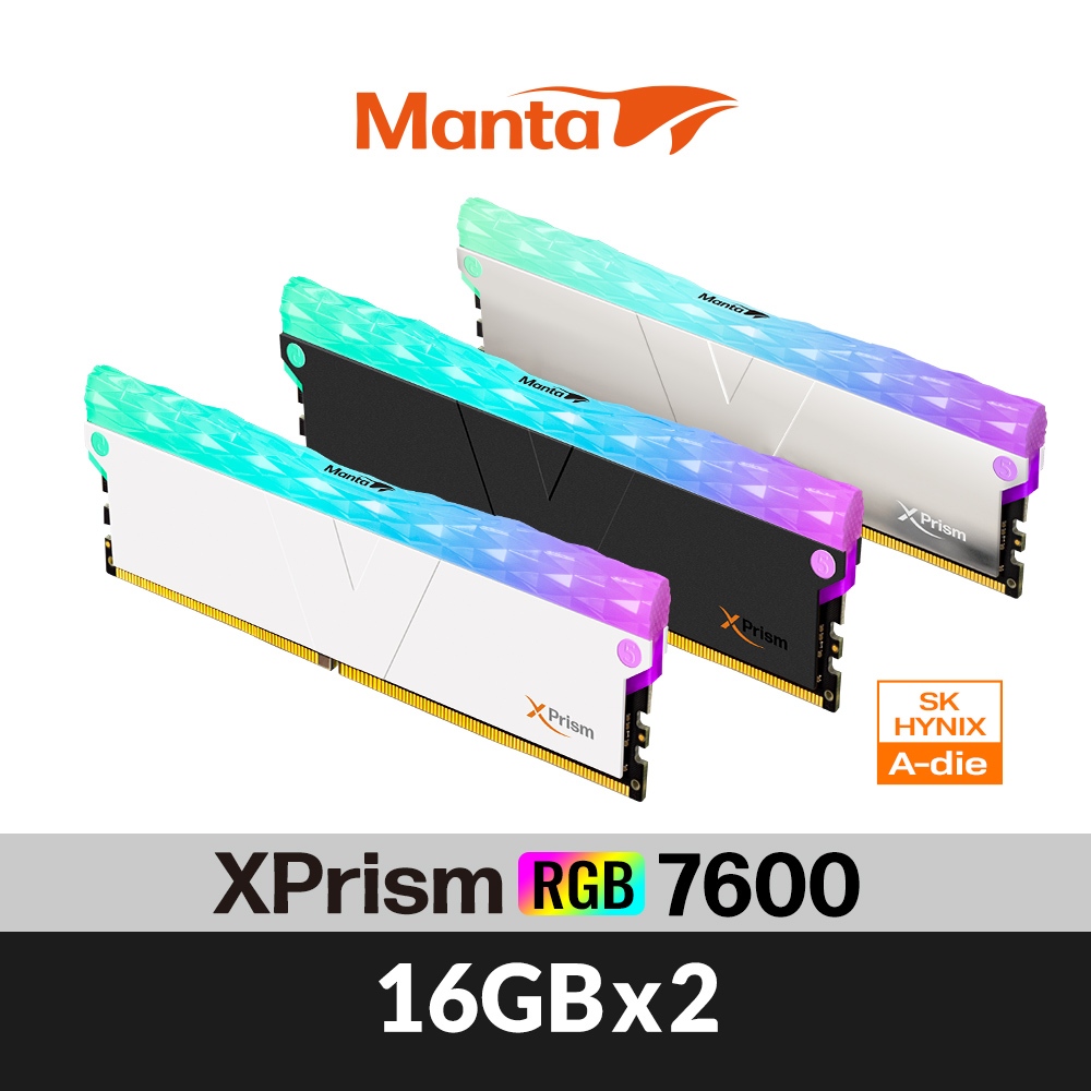 v-color全何 XPrism系列 海力士顆粒 DDR5 7600 48G(24GX2)RGB 桌上型超頻記憶體