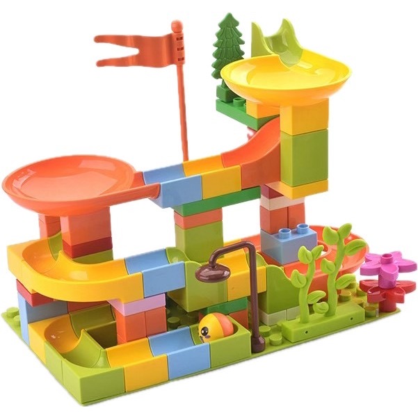 86大顆粒積木   /  百變滑道積木兒童玩具 +彩盒+底板  現貨  積木玩具  拼裝玩具  創意大顆粒滑道