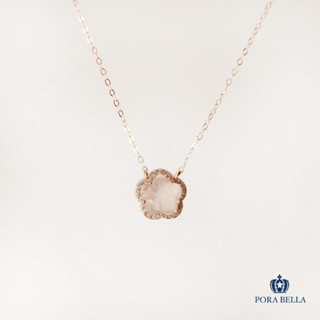 <Porabella>S999純銀粉水晶項鍊 粉色水晶花朵項鍊 招桃花好姻緣項鍊 小眾氣質鎖骨鍊 Necklace