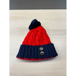 《9成新》兒童紅色保暖帽子 針織帽 造型帽/適合6-12M