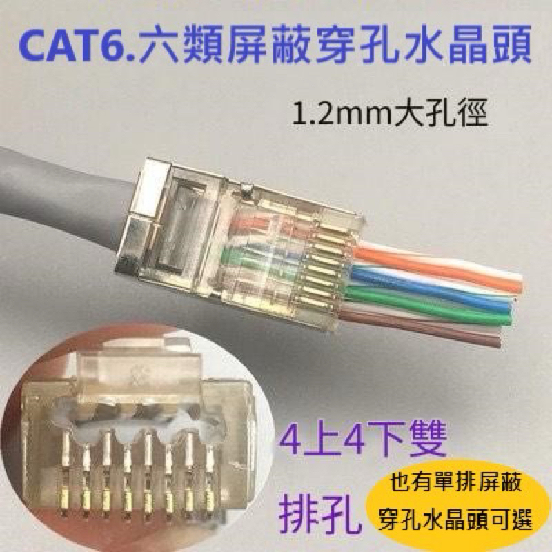 🌟現貨有發票🌟CAT6/CAT5e六類 超五類金屬屏蔽水晶頭 通孔穿孔RJ45網路水晶頭 網路頭 網路水晶接頭