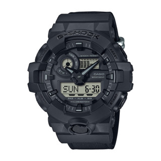 CASIO卡西歐 G-SHOCK 百搭酷黑 Cordura尼龍錶帶 大錶徑 雙顯系列 GA-700BCE-1A