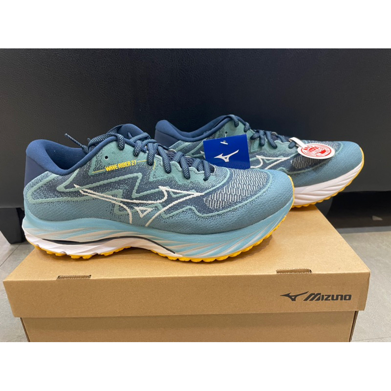 MIZUNO J1GC237604 WAVE RIDER 27 SSW 平織網布 寬楦 男慢跑鞋