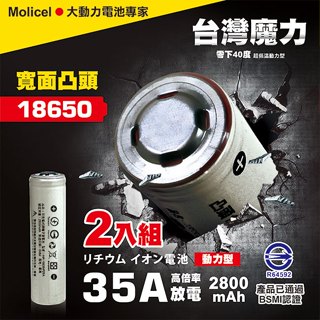 【臺灣Molicel】18650高倍率動力型鋰電池2800mAh(凸頭)2入