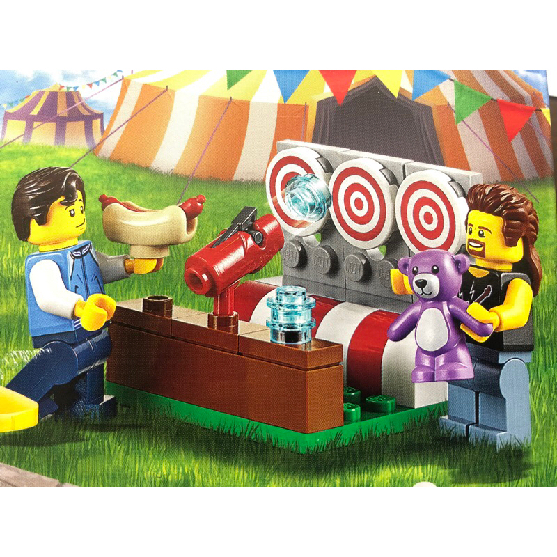 LEGO 樂高 園遊會人偶+配件 大叔+泰迪熊 紫色 熱狗 槌子 玩偶 CITY 城市系列 60234