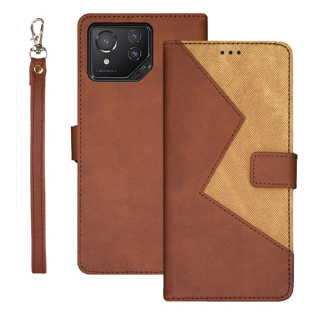 Asus ROG Phone 8 八代 8 Pro 皮革保護套 撞色復古皮紋扣帶式保護套手機套附掛繩