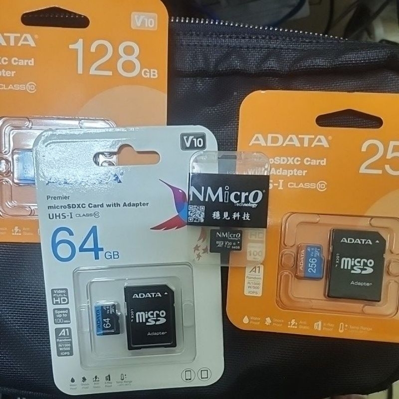 ADATA 威剛 NMicro穩見V30 記憶卡 公司貨蝦皮發票 64G 128G 256G microSDXC 創見