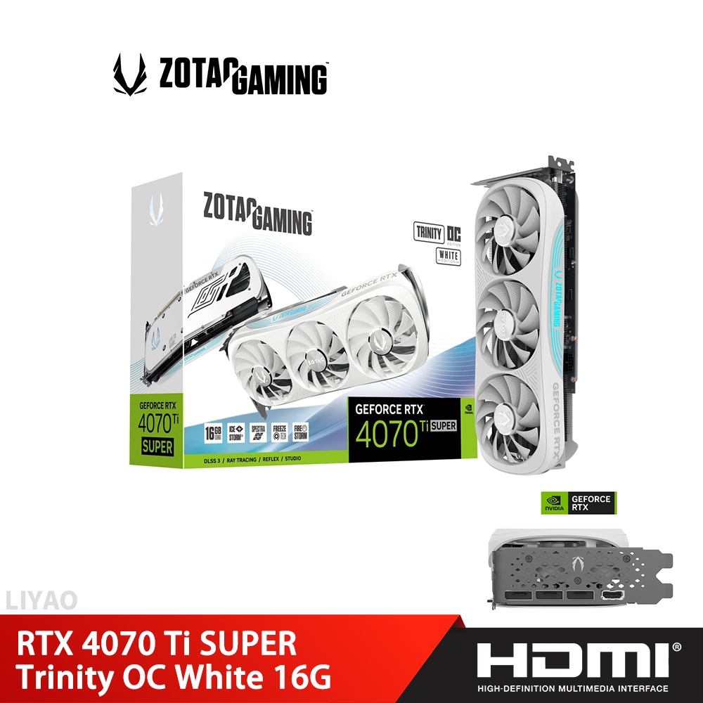 ZOTAC 索泰 RTX 4070 Ti SUPER Trinity OC White 16G 顯示卡