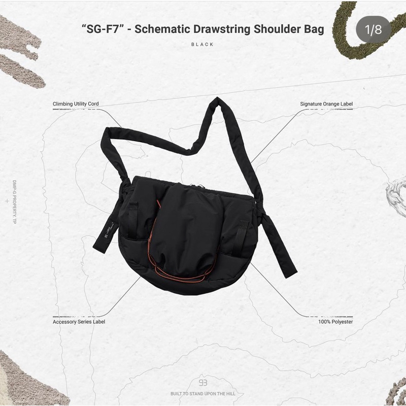 GOOPiMADE "SG-F7"-Schematic Drawstring Shoulder Bag （Black