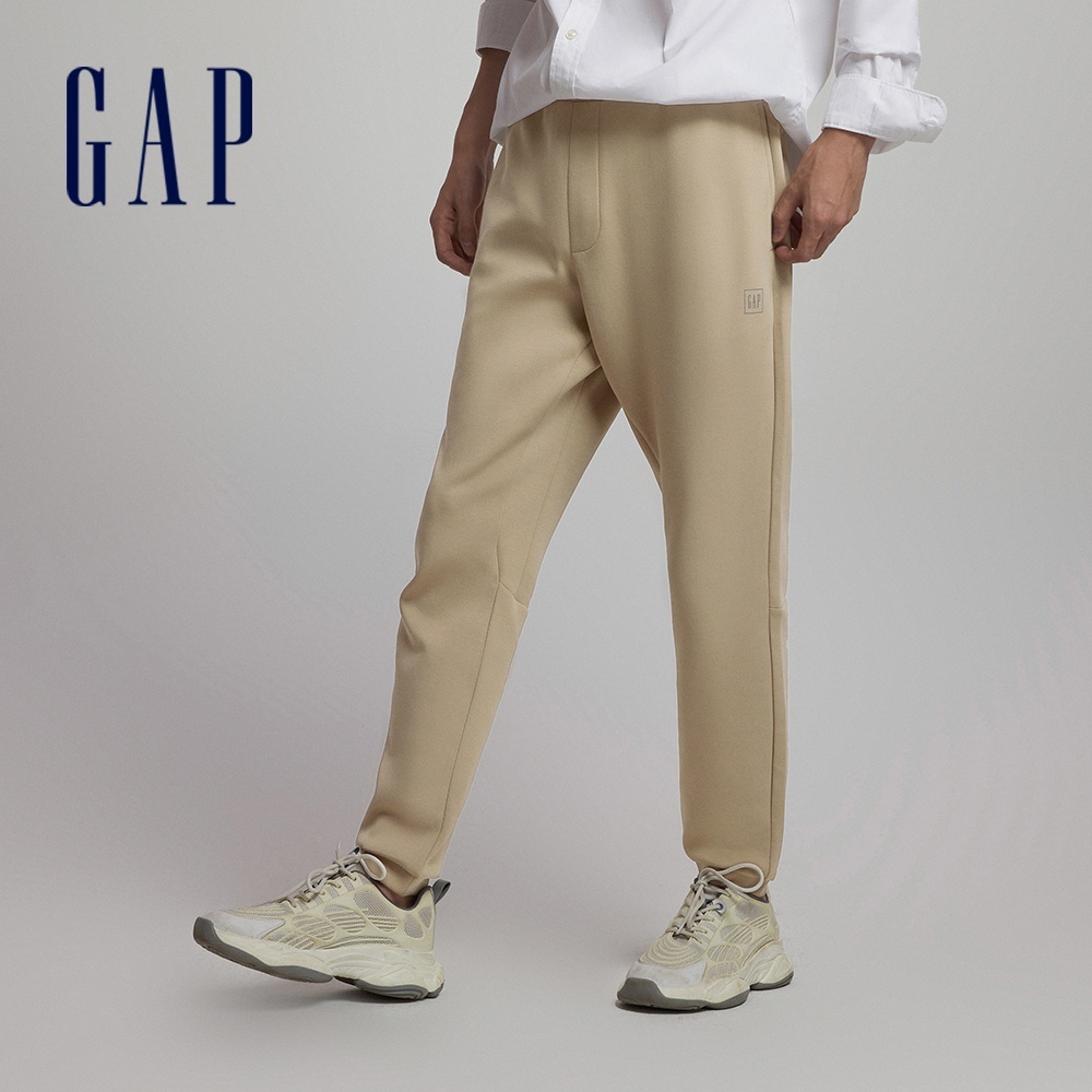 Gap 男裝 Logo束口鬆緊棉褲 空氣三明治系列-卡其色(760372)
