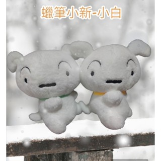 🎊快速出貨 【蠟筆小新】坐姿 轉頭小白 緞帶項圈 絨毛玩偶 娃娃 20公分
