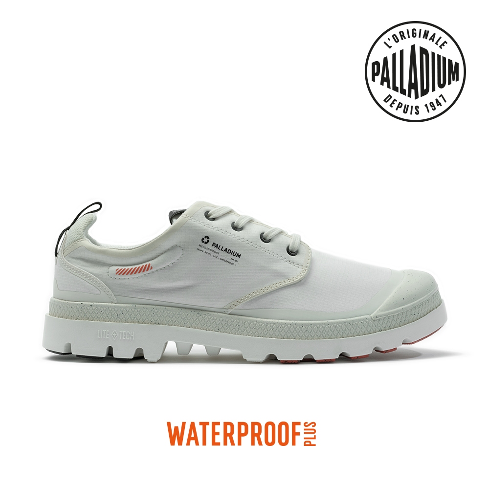 PALLADIUM PAMPA LO RCYL L+ WP+再生科技輕量橘標低筒防水靴-中性-白