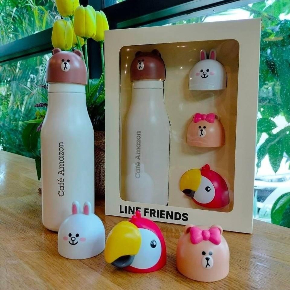 泰國 LINE FRIENDS 保溫瓶 套組 亞馬遜咖啡限量版