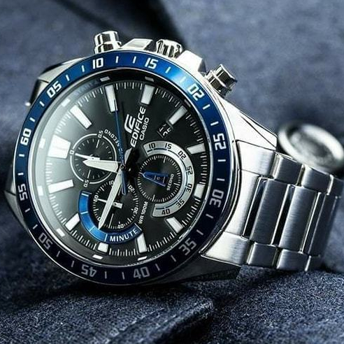 CASIO 卡西歐  EDIFICE 簡約經典 三眼計時腕錶-黑X藍(EFV-620D-1A2)/50.5mm