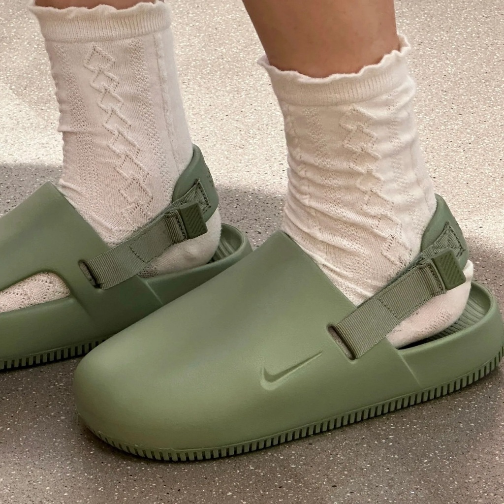 [6折出清] Nike Calm Mule 麵包拖鞋 厚底 綠色 涼拖鞋 女 防潑水 FB2185-300