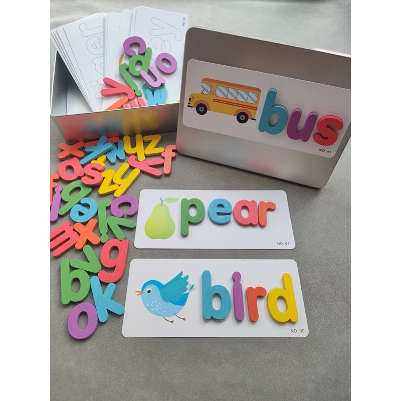 ❗️現貨實拍當天出貨❗️👐完全不傷手👐木製磁鐵英文字母益智玩具 拼圖早教 含鐵盒！
