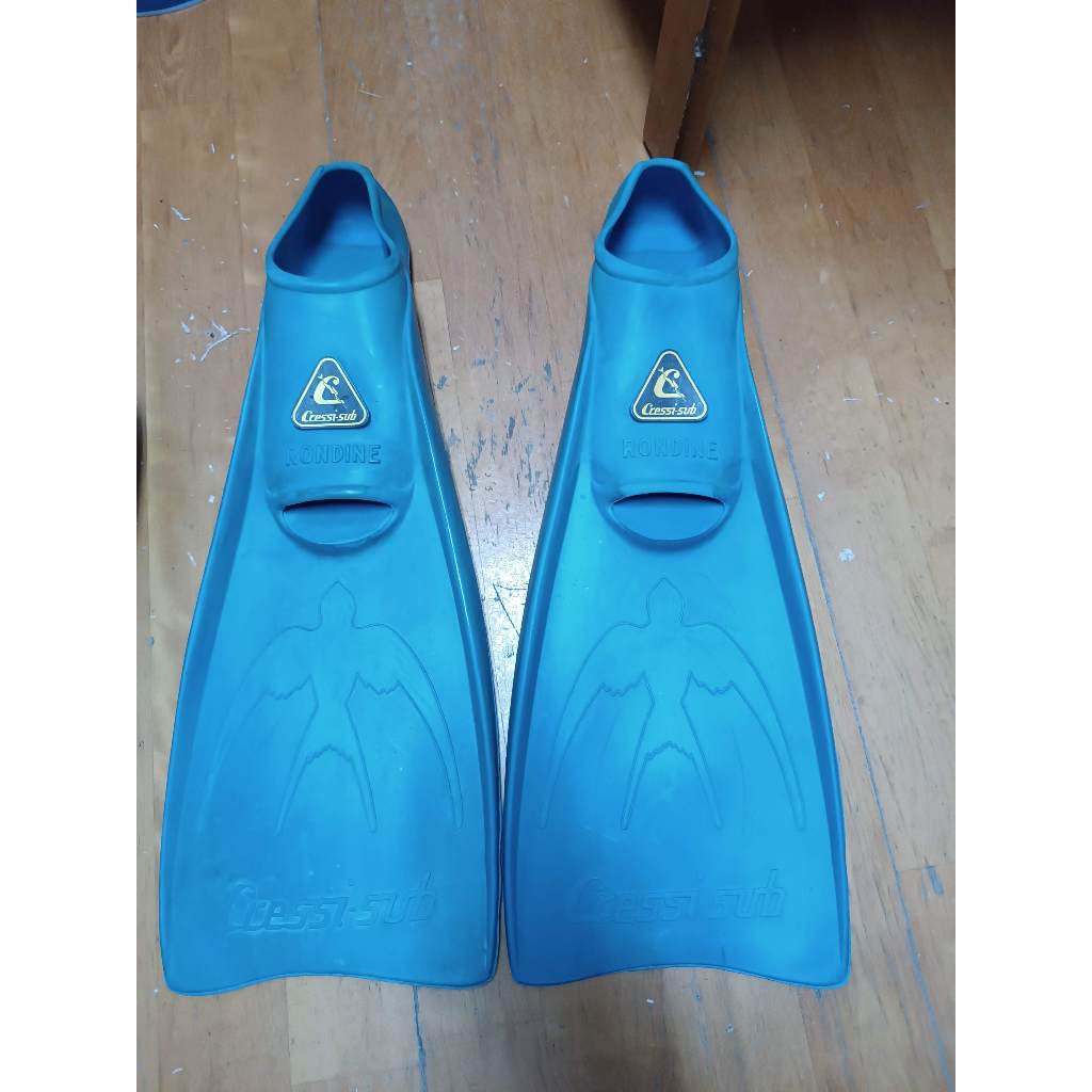二手潛水蛙鞋CRESSI  套腳式 藍色M號 25-26