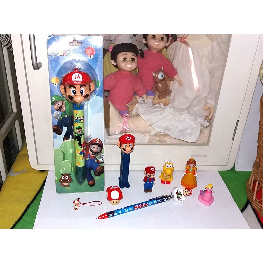 二手 Nintendo 任天堂 超級瑪利歐 馬利風扇筆 自動鉛筆 積木小公仔 小擺飾 9款一起賣