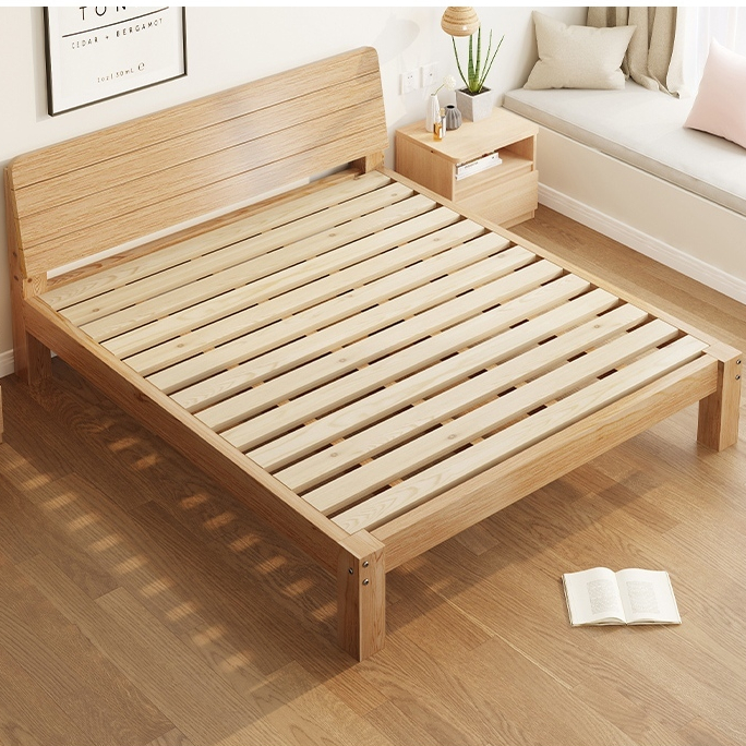 限時下殺 實木床1.5米松木雙人床 硬木板可定制1.8米出租房簡易單人床架1.2m 實木雙人床 床架 單人加大床架 床🌈