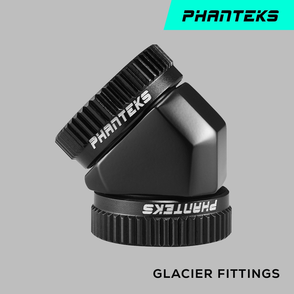 Phanteks 追風者 PH-A45_BK16 G1/4 16mm硬管對硬管45度旋轉接頭 – 黑色