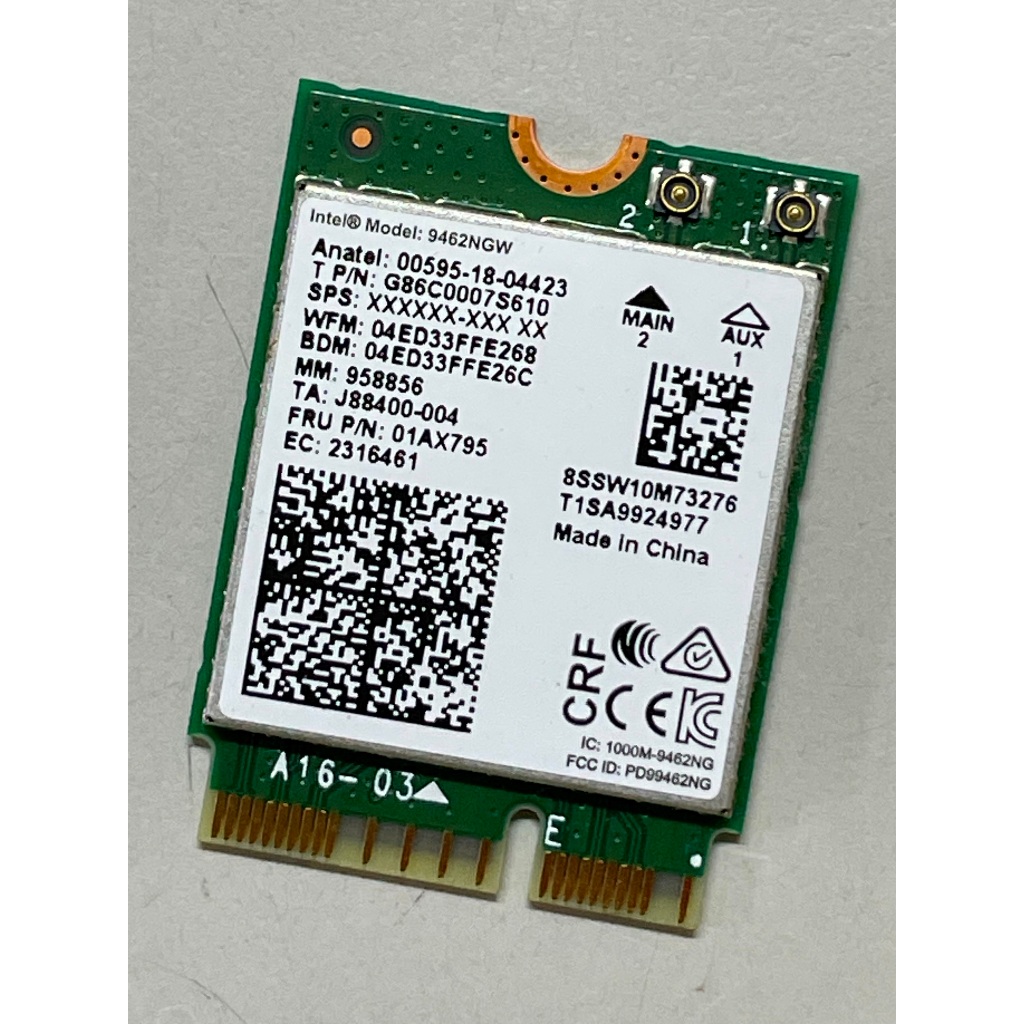 Intel 9462NGW NGFF M.2 藍牙 4.0 雙頻無線網卡 網路卡