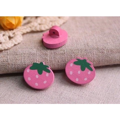 ➤ 粉紅胖胖小草莓木釦 DIY拼布手作材料