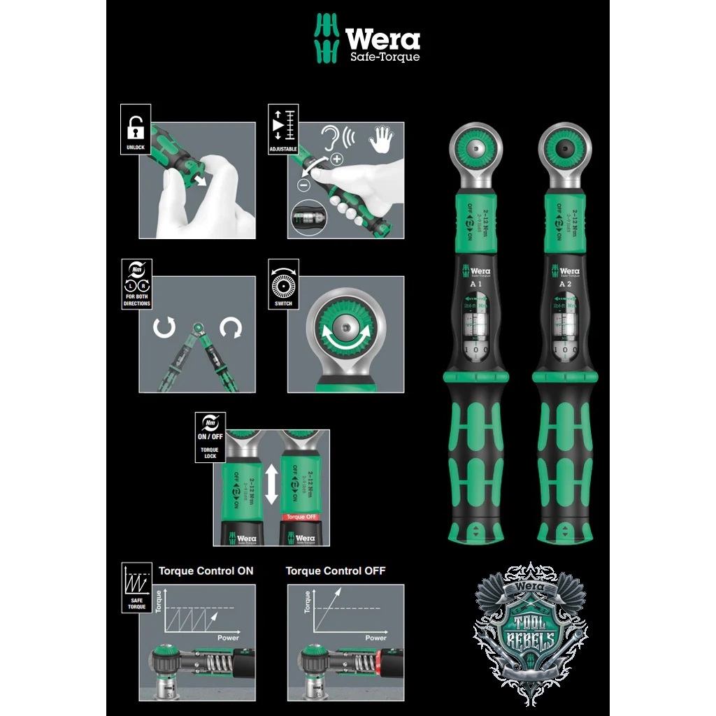 瘋狂買 Wera維拉 1/4"扭力扳手2-12Nm 扭力開/關 ST-A1 外六角套筒頭 ST-A2 內六角起子頭 特價