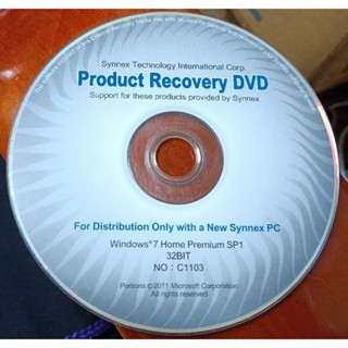 WINDOWS 7 家用版_32BITS RECOVERY DVD~聯強SYNNEX還原光碟 /2手
