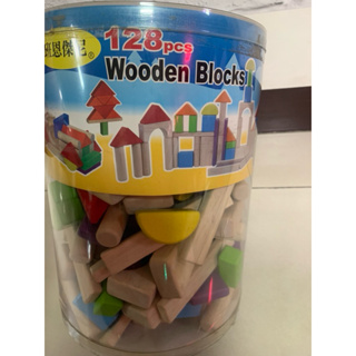 班恩傑尼 128pcs彩色積木 PJ-70010 wooden blocks 無缺件ㄧ顆微受損其他正常