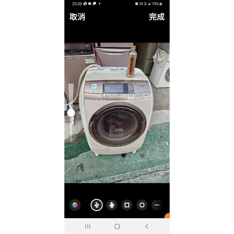日本原裝，2016年～二手中古日立12公斤變頻滾筒洗脫烘洗衣機，2016年，型號SF-BD2900WR，保固3個月