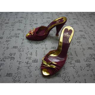 義大利製 Fendi 金屬花飾真皮高跟涼鞋 USA 6 EUR 36 JPN 23
