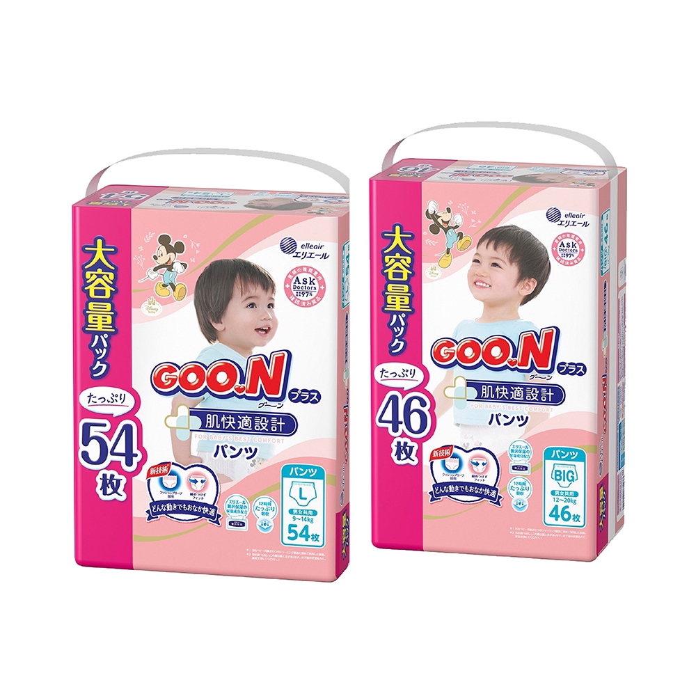 日本大王 GOO.N 肌快適UJ迪士尼系列-褲型 3串/箱 (L/BIG XL)【甜蜜家族】