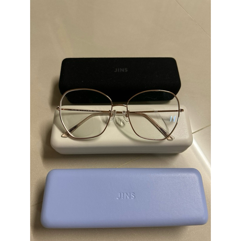JINS SCREEN METAL 9成新 抗藍光眼鏡 0度數過濾25%藍光 濾藍光眼鏡 玫瑰金