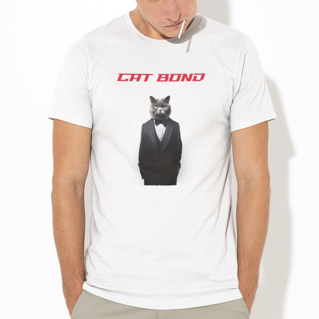 Cat Bond 中性短T恤 5色 貓咪龐德007照片禮物寬鬆大尺碼快速出貨潮T穿搭男裝女裝上衣團服班服cat