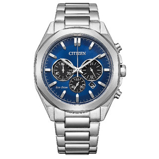 CITIZEN 星辰 CHRONOGRAPH CA4590-81L 三眼光動能紳士不鏽鋼時尚腕錶 藍面 41mm