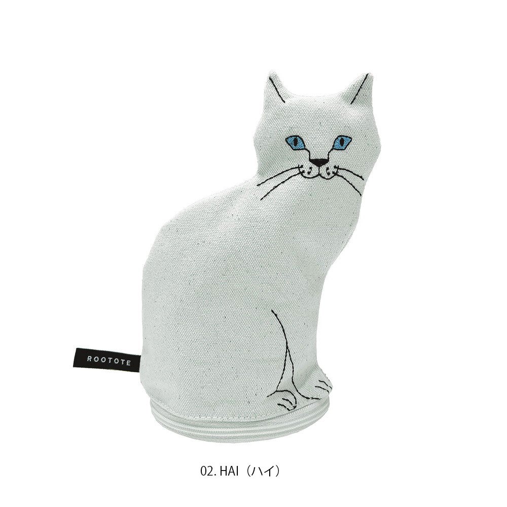 【限時代購】全新日本專櫃ROOTOTE超可愛貓咪刺繡造型迷你收納包/萬用包(白/灰/黑色)