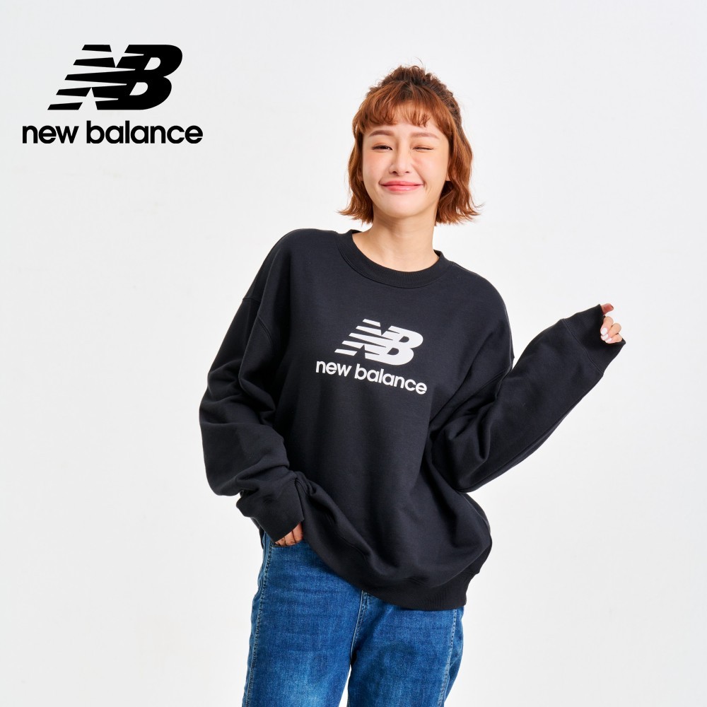 【New Balance】 NB NB大學T衛衣長袖上衣_女性_黑色_WT41503BK