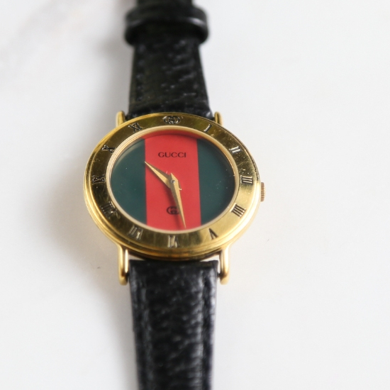 | 十煦 | 真品經典GUCCI圓錶紅綠復古 專櫃正品真皮錶古董年代