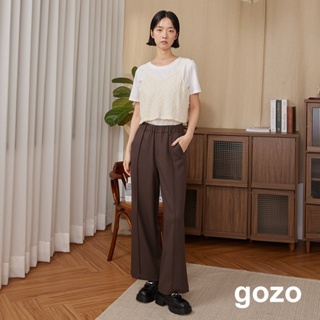 【gozo】皺皺織紋兩件式背心T恤(黑色/白色_M/L) | 女裝 圓領 百搭