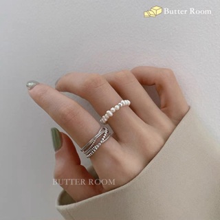 Butter Room 法式淡水珍珠戒指兩件組 （金） 免運 開口戒指 交叉 珍珠戒指 金屬 冷淡風 彈性