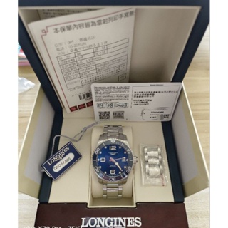 售 極新 LONGINES 浪琴 深海征服者 陶瓷圈 機械錶 藍 39mm 2023年8月24日購入 5年保固 台北面交