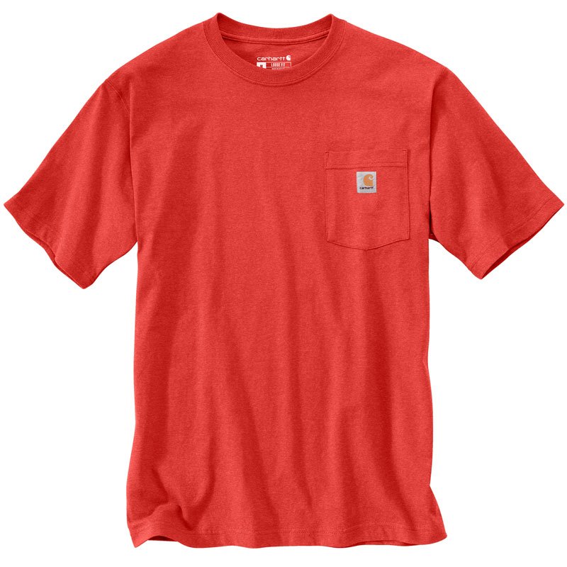 CARHARTT 美版 K87 R68 POCKET TEE 6.75oz 重磅口袋 短T (R68火焰紅色) 化學原宿