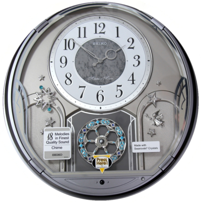 《精準鐘錶》日本 精工 SEIKO 光控音樂報時 水晶旋轉擺飾 時鐘 掛鐘 QXM375S，QXM375