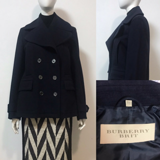 Burberry Brit 深藍色羊毛大衣 雙排釦 英式大衣 博博利 BURBERRY BRIT 風衣 西裝外套 西外