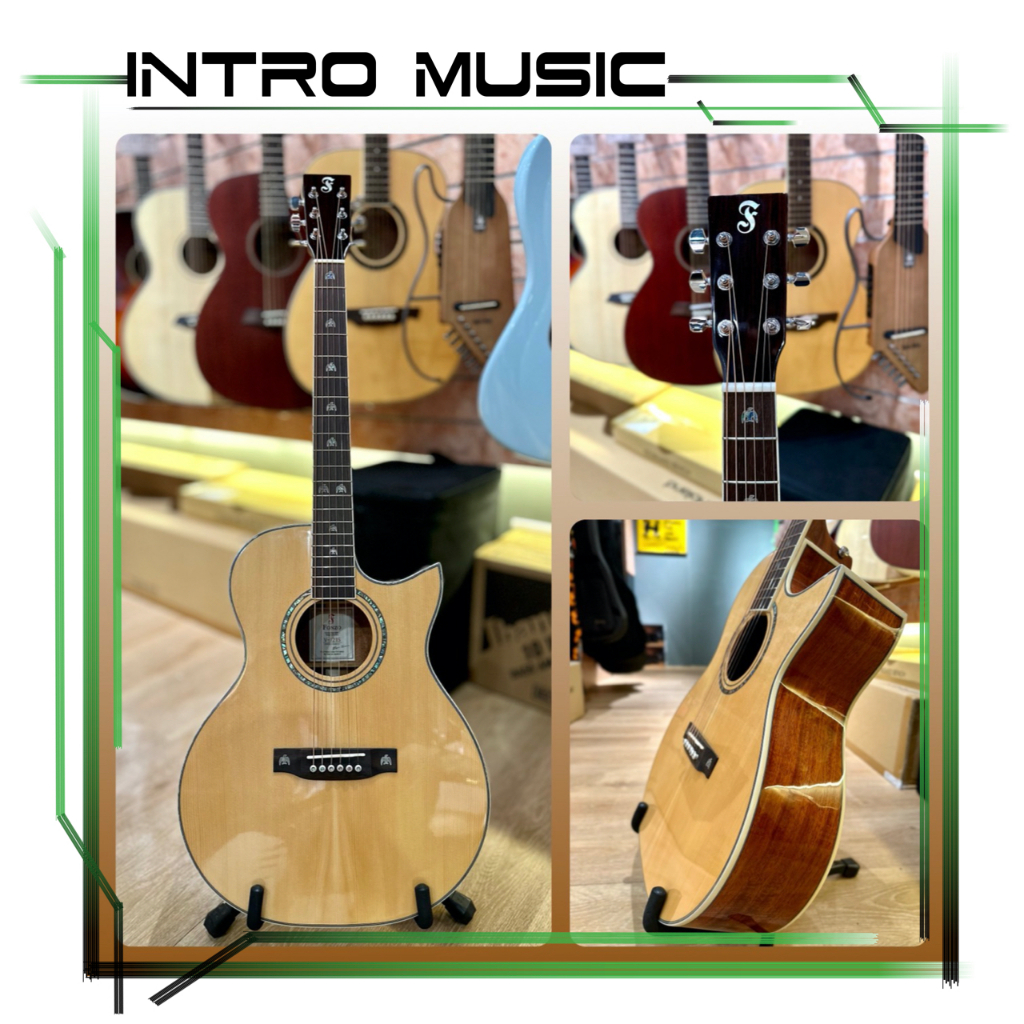 INTRO MUSIC || 泰國品牌 Fonzo V-121S SJC 雙片實木夾層面板 SJ桶身缺角 民謠吉他