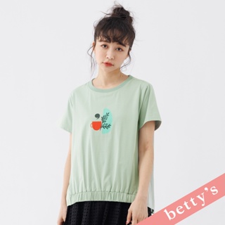 betty’s貝蒂思(31) 午茶印花拼接下襬抽皺T-shirt(淺綠)