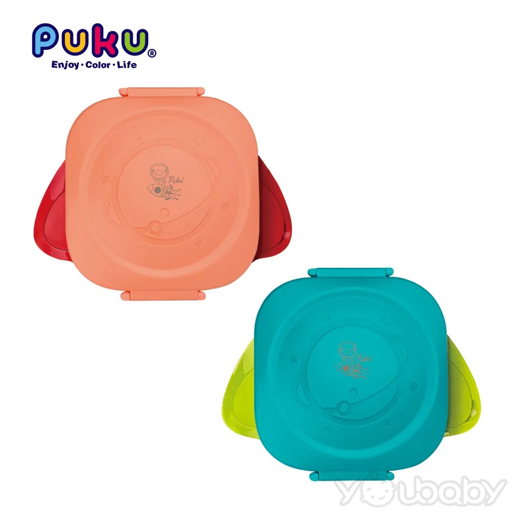 Puku 藍色企鵝 不鏽鋼分隔雙層注水保溫餐盒 粉色/藍綠 (2色可選) / 兒童餐盒 兒童餐具 保溫分層